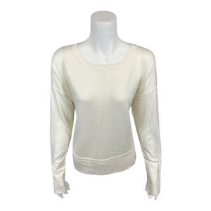 BROOKE SHIELDS Timeless Long-Sleeves Sweater with Center Seam Ivory Large Size